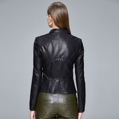 Women's Slim-fit trendy PU ladies jacket leather jacket