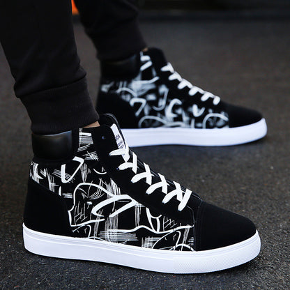 Cute Spring High Top Ankle Korean Edition Men's Shoes Black 39