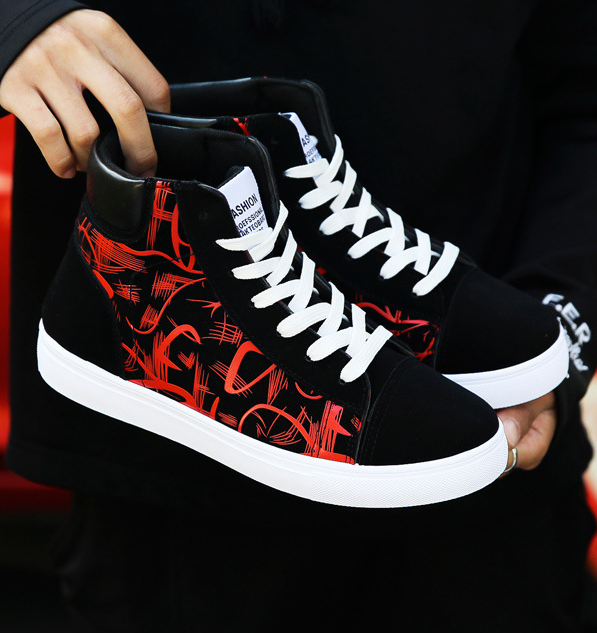 Cute Spring High Top Ankle Korean Edition Men's Shoes Red 39