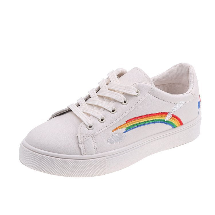 Elegant Girl's Rainbow White Sneakers Shoe Creamy white 37