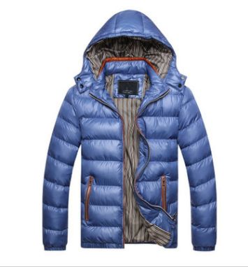 Lovely Men's Winter Puffer Jacket Blue L