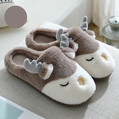 Warm Comfy Winter Home Slippers Elk Plush Bedroom Slipper Unisex Women Men Coffee mop 40to41