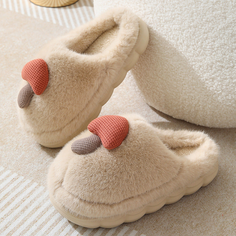 Women's Thick-soled Autumn And Winter Plush Slipper Indoor Non-slip Slippers Camel 36or37