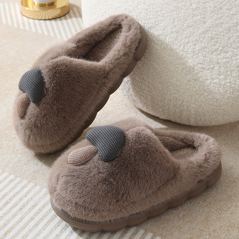 Women's Thick-soled Autumn And Winter Plush Slipper Indoor Non-slip Slippers Coffee 40or41