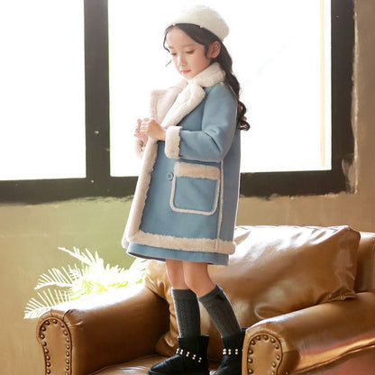 Lovely Warm Girl's Winter Coat Jacket for Autumn Winter Blue 110cm