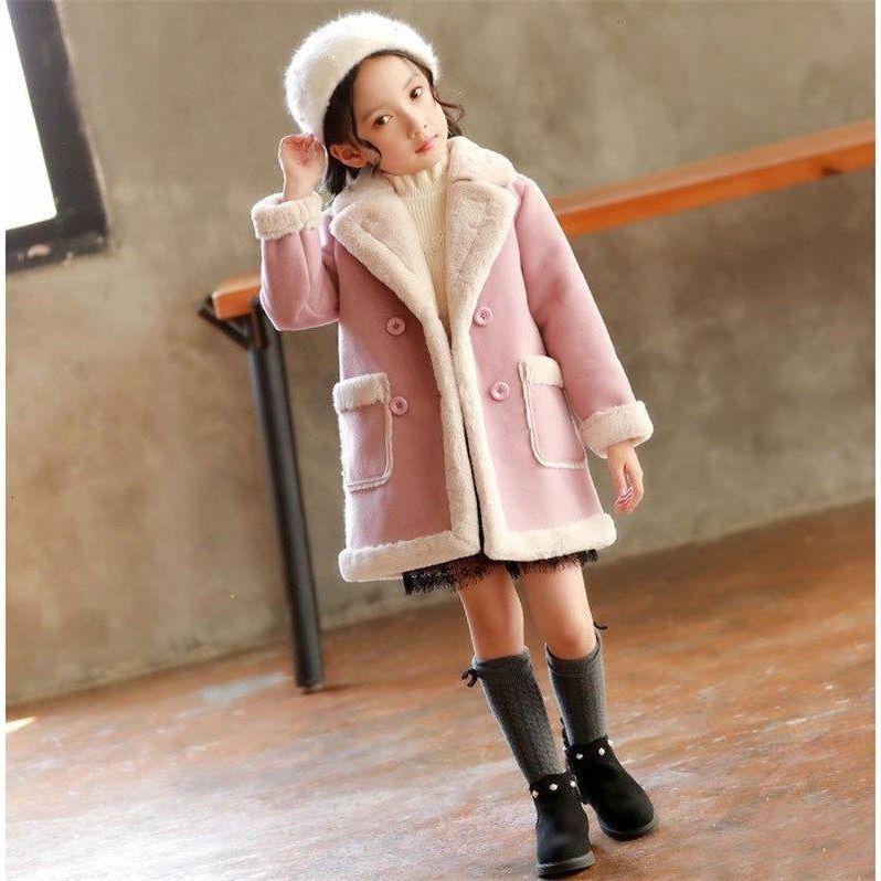 Lovely Warm Girl's Winter Coat Jacket for Autumn Winter Pink 110cm