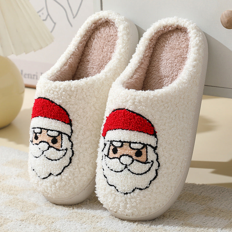 Lovely Christmas Cotton Home Slippers Cute Cartoon Santa Claus For Women And Men Santa Claus 38or39