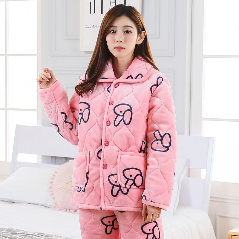 Women's Pajamas Winter Thickened Three Layers In Winter 3 Style 2XL