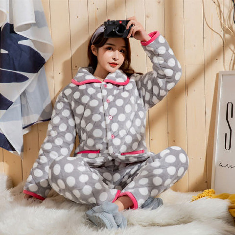 Women's Pajamas Winter Thickened Three Layers In Winter 5 Style L