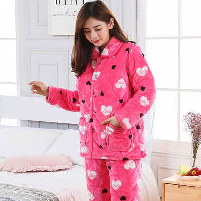 Women's Pajamas Winter Thickened Three Layers In Winter 6 Style 2XL