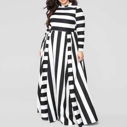 Lovely Loose Women's Striped Dress Plus Size Black L