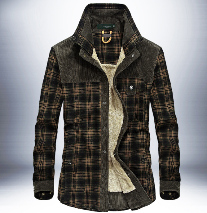 Men's Thicken Warm Fleece Jackets Coats Pure Cotton Plaid Jacket Light Military 48 M