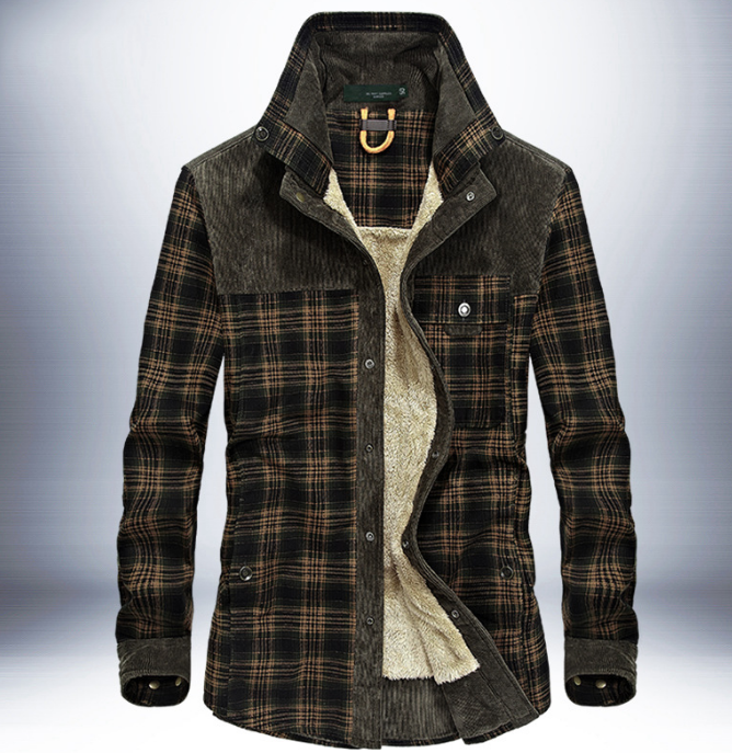 Men's Thicken Warm Fleece Jackets Coats Pure Cotton Plaid Jacket Light Military 56 3XL