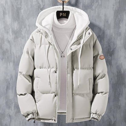 Cute Men Winter Windproof Solid Leisure Sports Cotton Thickened Two-piece CoatJacket Khaki 3XL