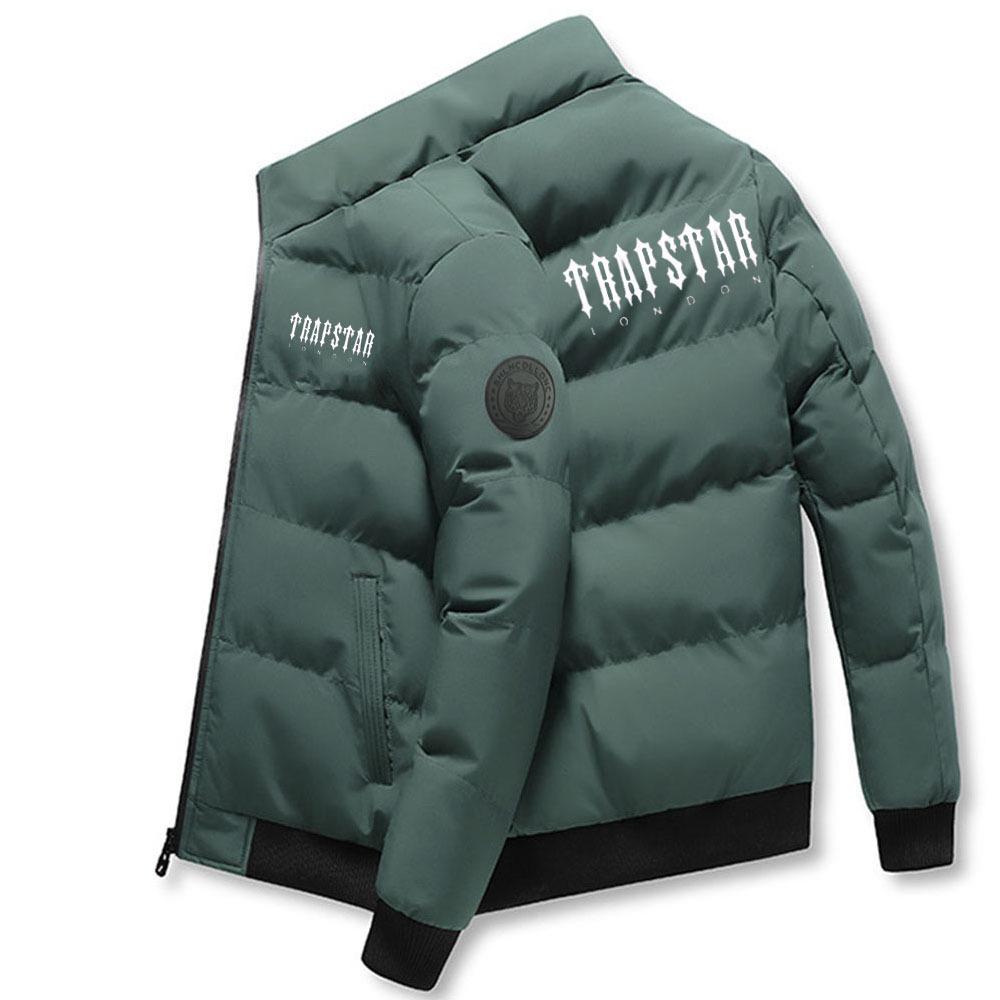 Cute Standing Collar Cotton Men's Thickened Warm Winter Jacket Military green1 L