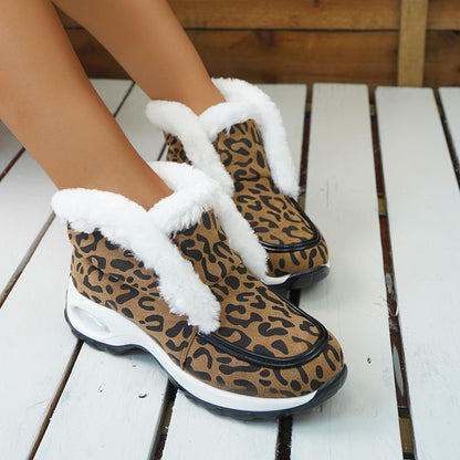 Lovely Women's Air-cushion Sole Winter Snow Boots Leopard Size35