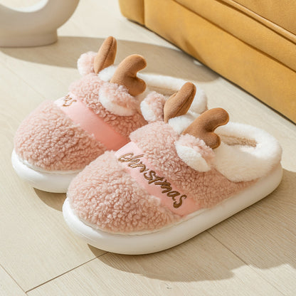 Lovely Christmas Shoes Winter Soft Cozy Bedroom Slipper Slip On House Shoes Men Women Pink 36to37