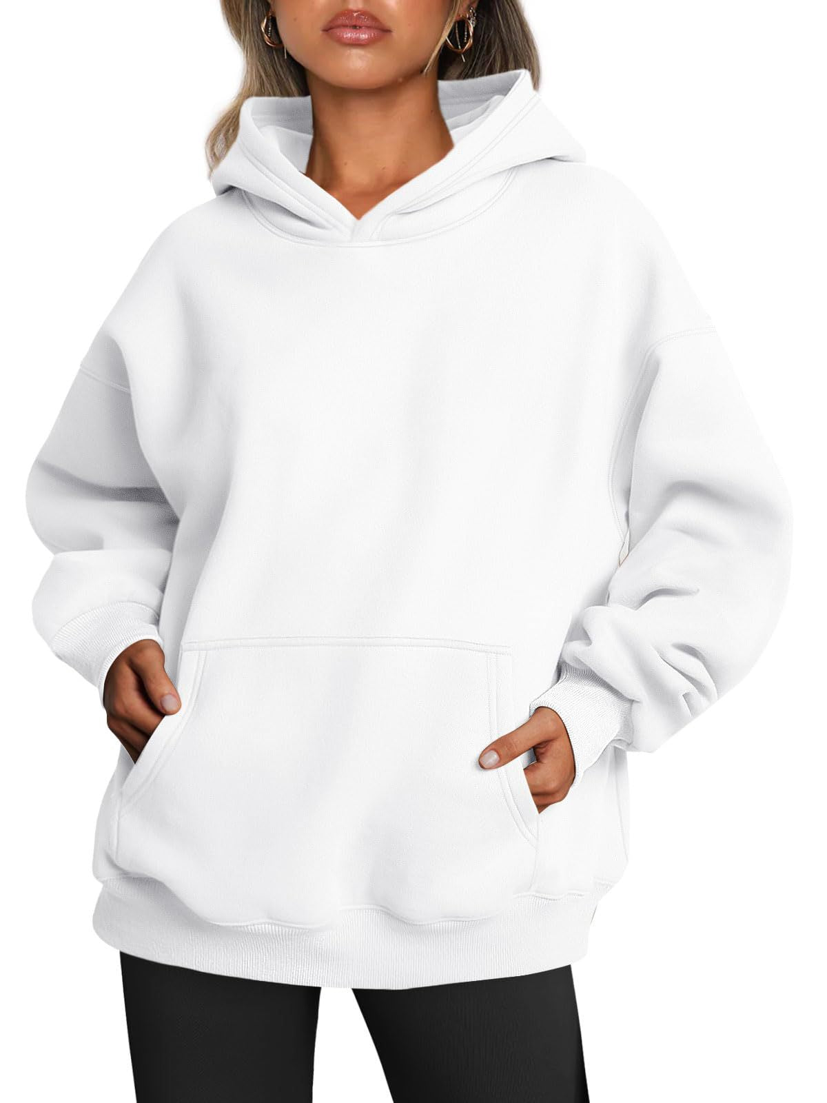 Lovely Women's Oversized Hoodies Fleece Loose Sweatshirts Winter Fall Outfits White S