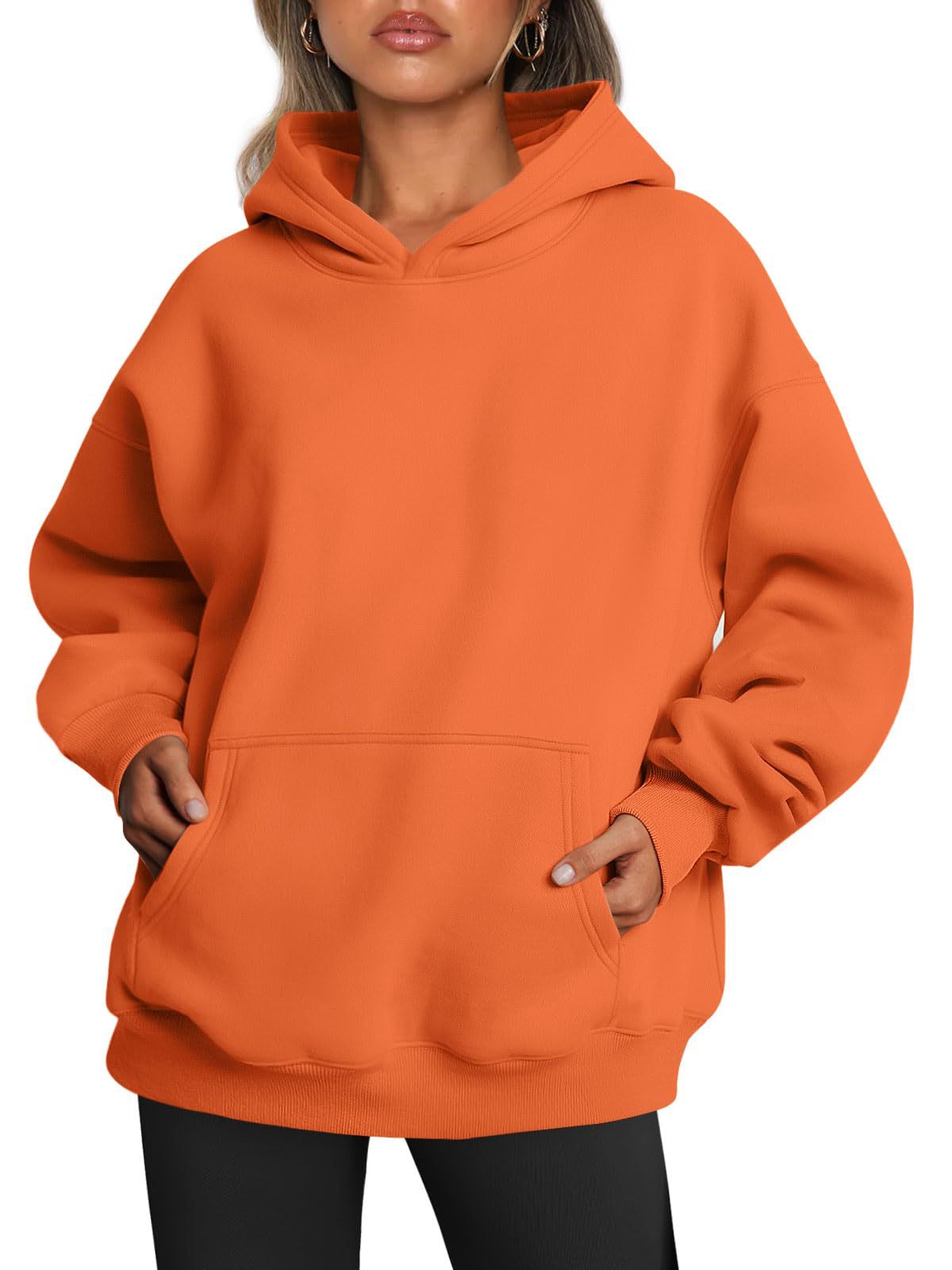 Lovely Women's Oversized Hoodies Fleece Loose Sweatshirts Winter Fall Outfits Orange S