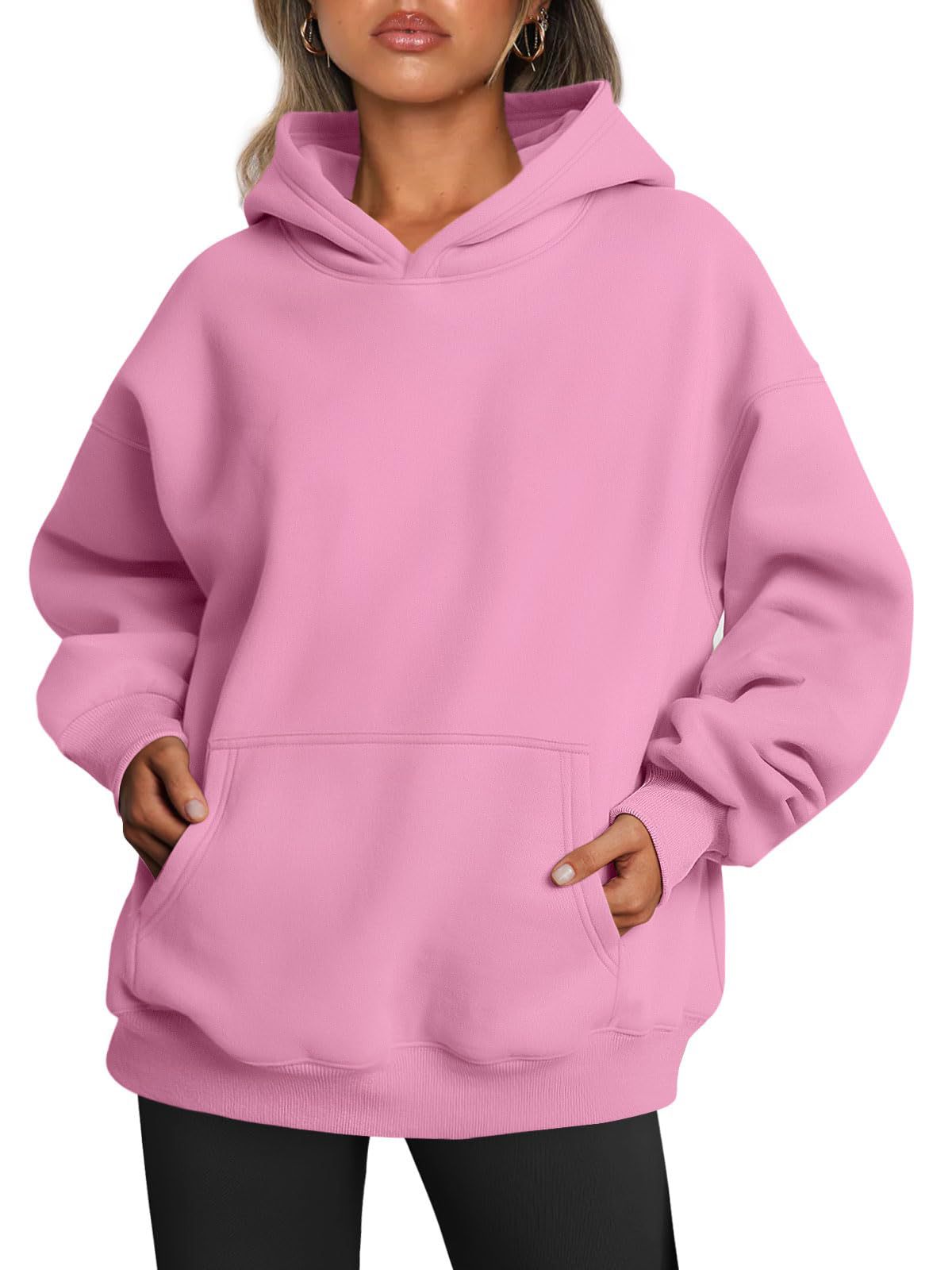 Lovely Women's Oversized Hoodies Fleece Loose Sweatshirts Winter Fall Outfits Pink S