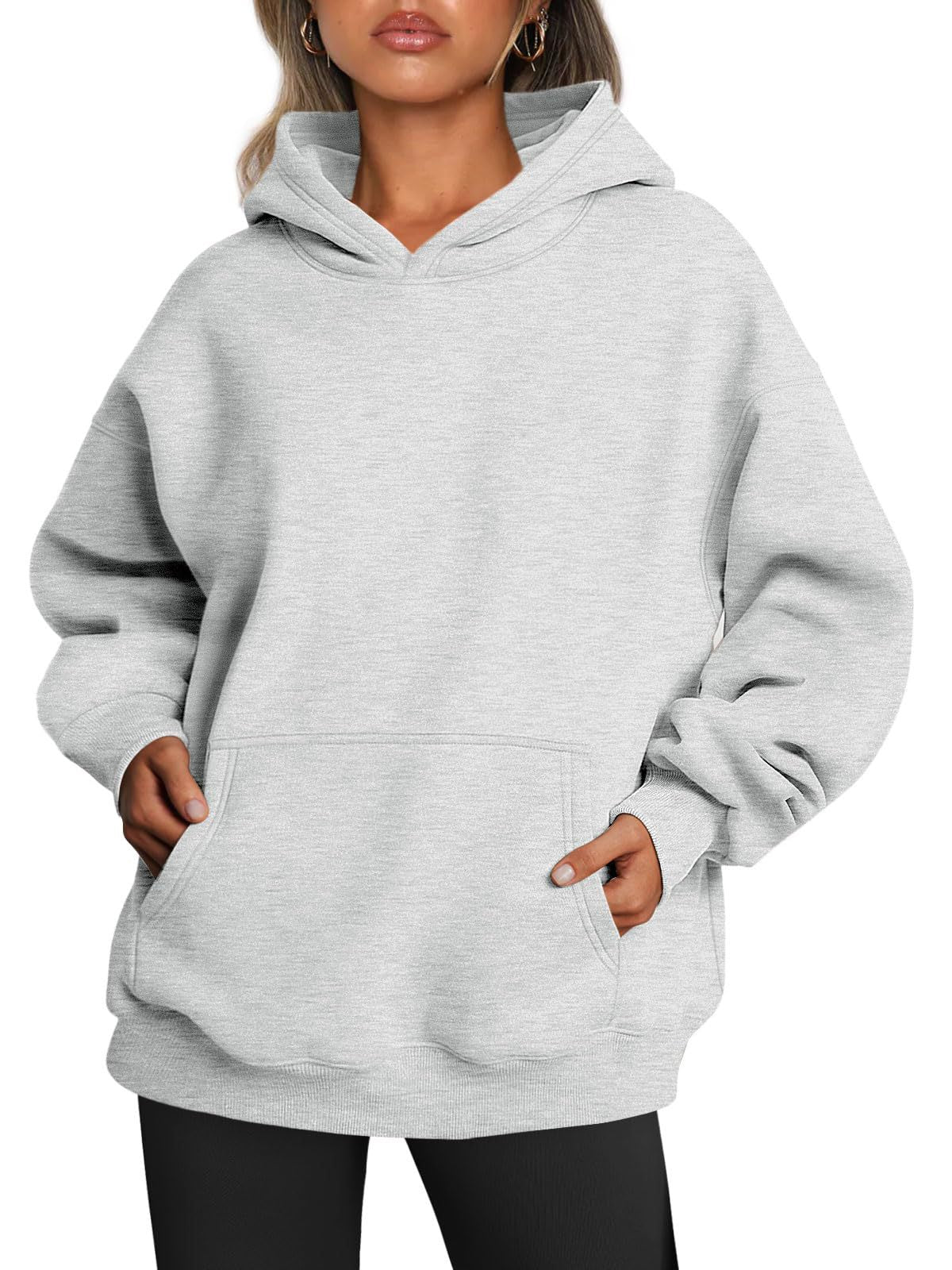 Lovely Women's Oversized Hoodies Fleece Loose Sweatshirts Winter Fall Outfits Light Grey S