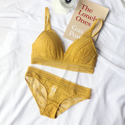 Lovely Women's Lace Underwear Yellow M