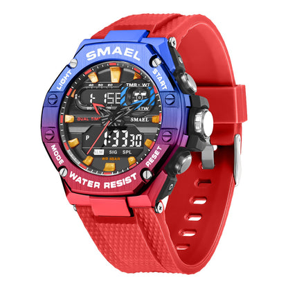 Digital Alloy Electronic Trendy Design SMAEL New Arrival Alarm Mode Sports Hand Clock For Men Analog Digital Display Fashion WatchWatch For Men Red