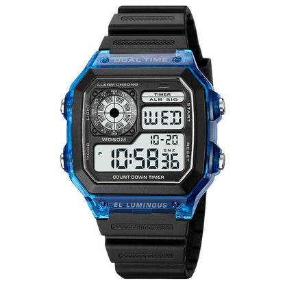 Cute Outdoor Sports Students Men Women Wrist Waterproof Multifunctional Electronic Watch Blue