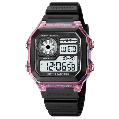 Cute Outdoor Sports Students Men Women Wrist Waterproof Multifunctional Electronic Watch Purple