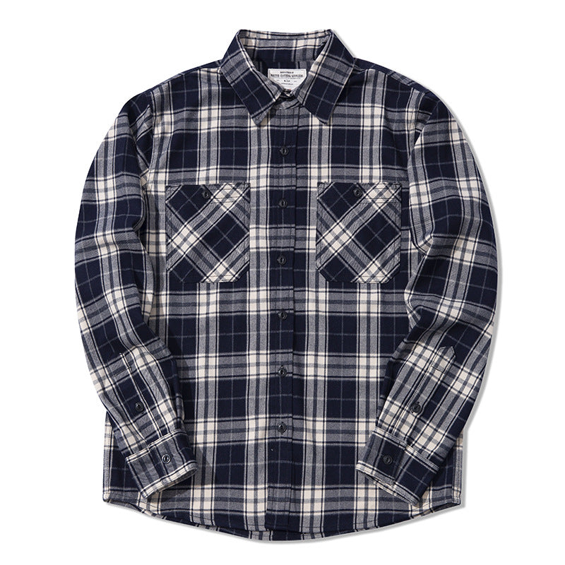 Cute Men's Heavy Thick Plaid Shirt Deep Sky Blue L