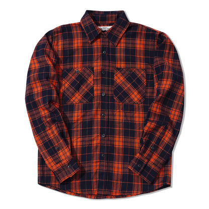 Cute Men's Heavy Thick Plaid Shirt Orange L