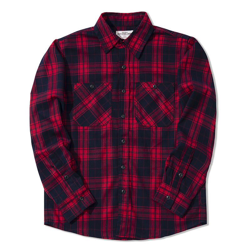 Cute Men's Heavy Thick Plaid Shirt Red L