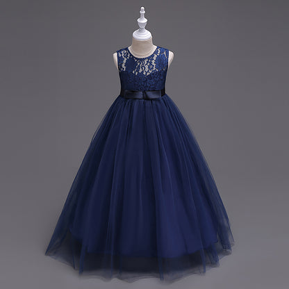 Lovely Children's Dress Girls Party Wedding Dress Blue 120cm