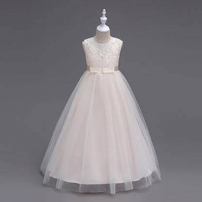 Lovely Children's Dress Girls Party Wedding Dress Champagne 120cm