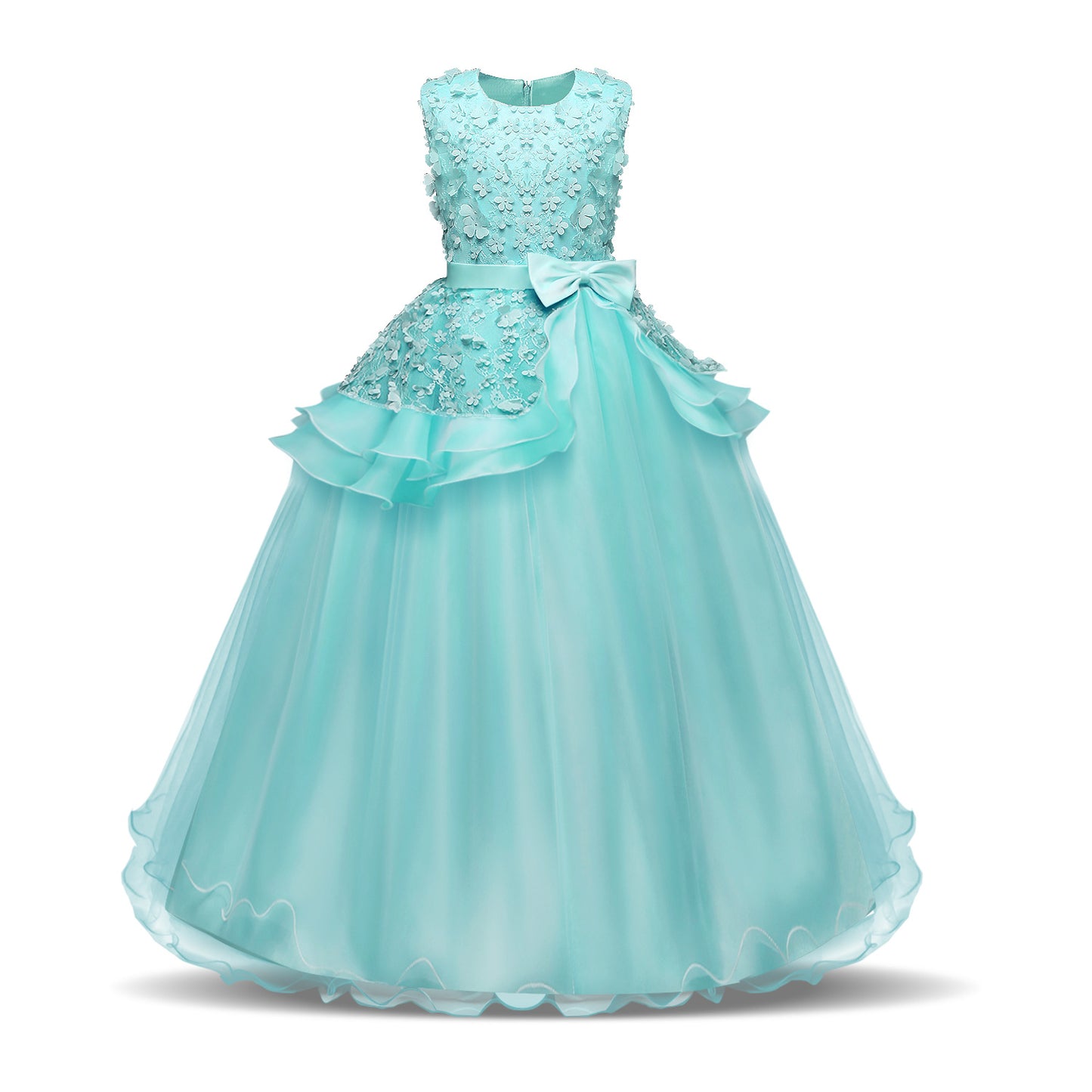 Lovely Teenage Girls Children's Party Wedding Dress Green 130cm