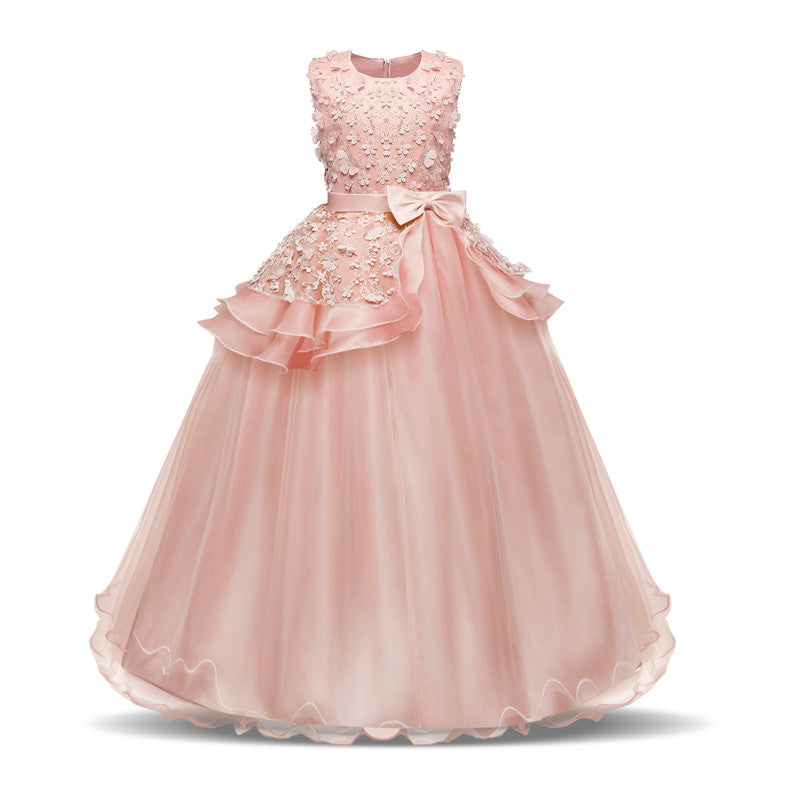 Lovely Teenage Girls Children's Party Wedding Dress Pink 120cm