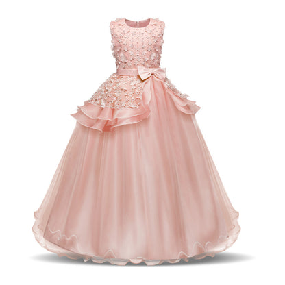 Lovely Teenage Girls Children's Party Wedding Dress Pink 130cm