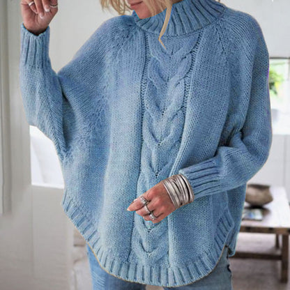 Warm Women's Pullover Loose Sweater Autumn Winter Blue M