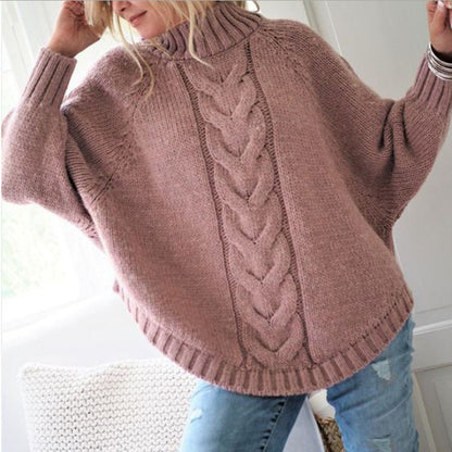 Warm Women's Pullover Loose Sweater Autumn Winter Pink L