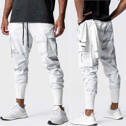 Cute Spring Men's Fitness Casual Loose Thin Woven Workwear Leggings Pants White L