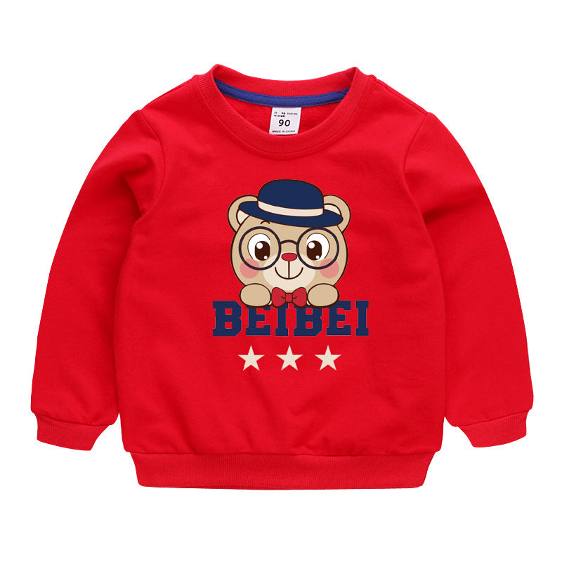 Lovely Children's Sweater Pullover Boys Baby Cotton Top 1Red bear 110cm