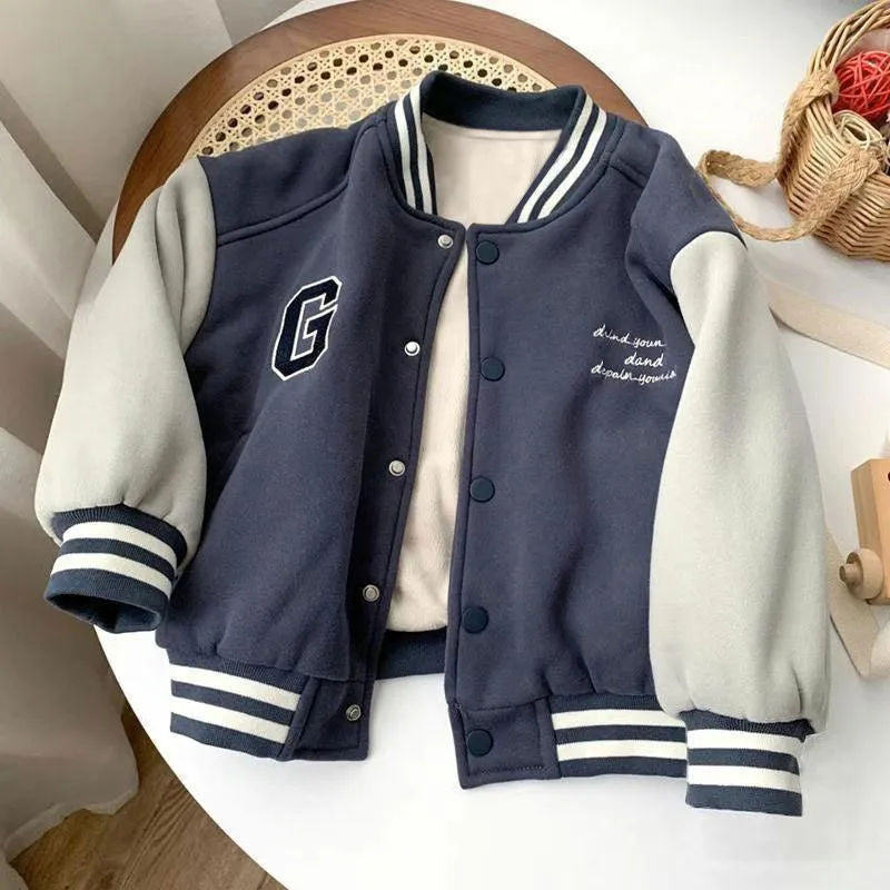 Lovely Boy's Girls Children Sports Fleece Jacket Coat T08 Navy Blue 130