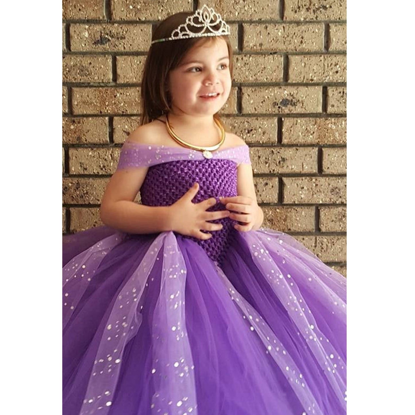 Lovely Girl's Mermaid Princess Birthday Dress Purple 5to6T