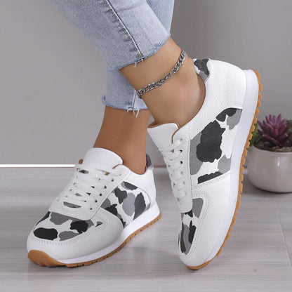 Lace-up Sports Shoes For Women Sneakers Casual Running Walking Flat Shoes White Size35