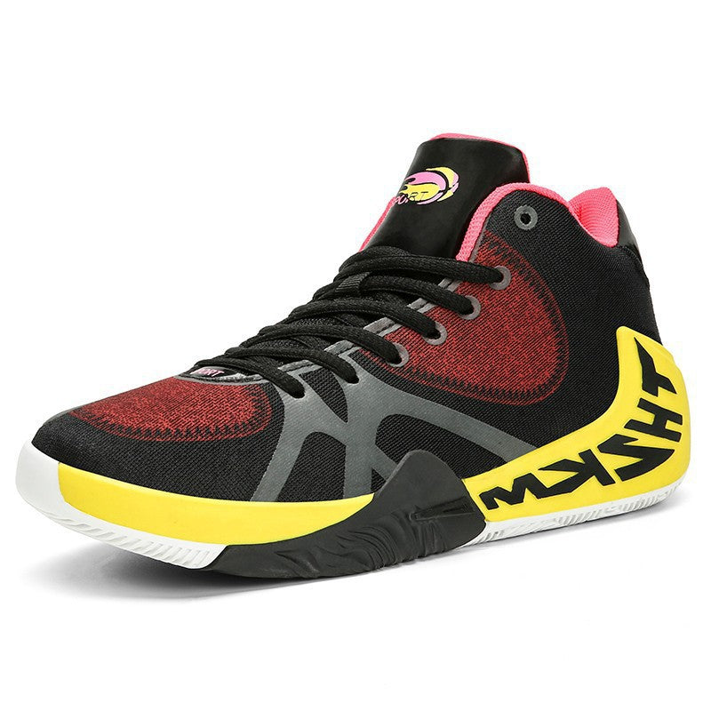 Lovely Women's Casual Couple Graffiti Sneakers Basketball Shoes Black and yellow 36