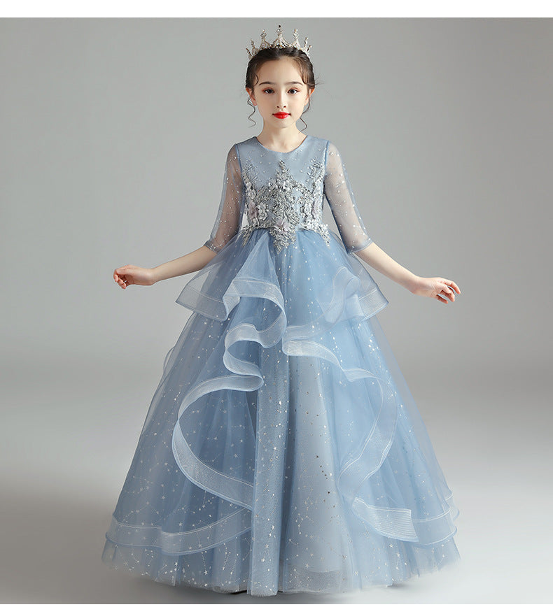 Elegant Children Princess Girl's Party Host Evening Dress C 100cm