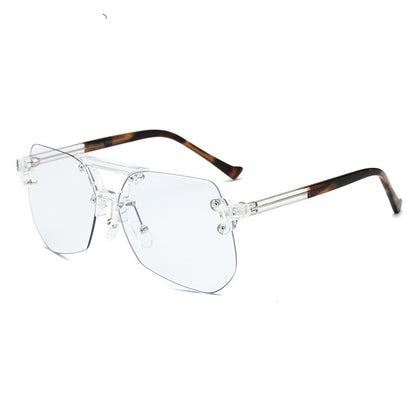 Anti-blue Glasses Rimless Flat Glasses Men Leopard