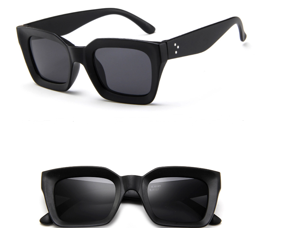 Men And Women Square Personality Retro Glasses Trend Bright black all grey