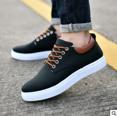 Casual Men's Winter Sneakers Shoes Canvas Flat Shoes Black 39