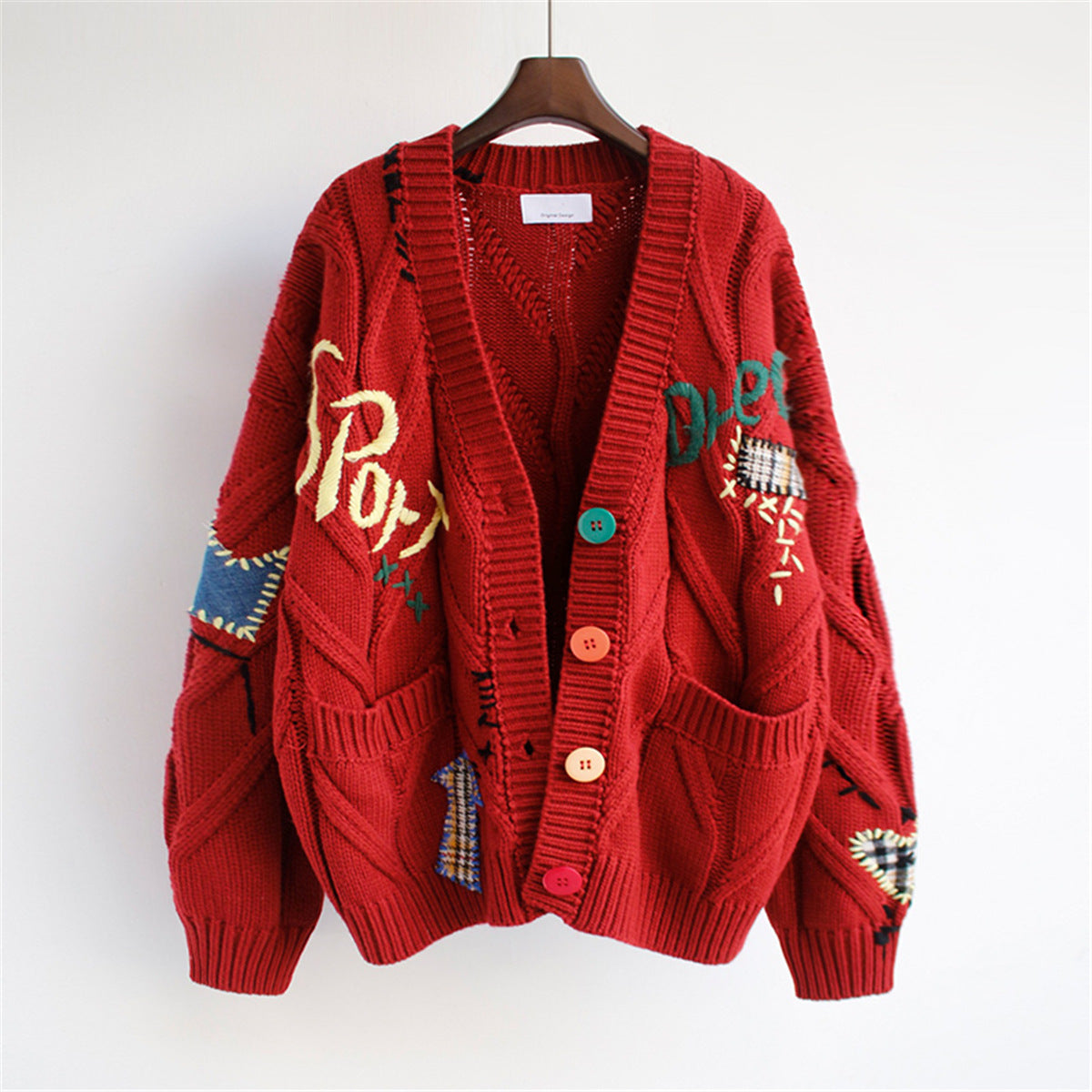 Lovely Women's Warm Cardigan Sweater Jacket Female Red One size